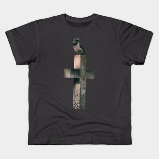 Low Poly Crow on Grave Kids T-Shirt